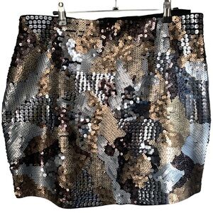Camo Pattern Sequin Mini Skirt